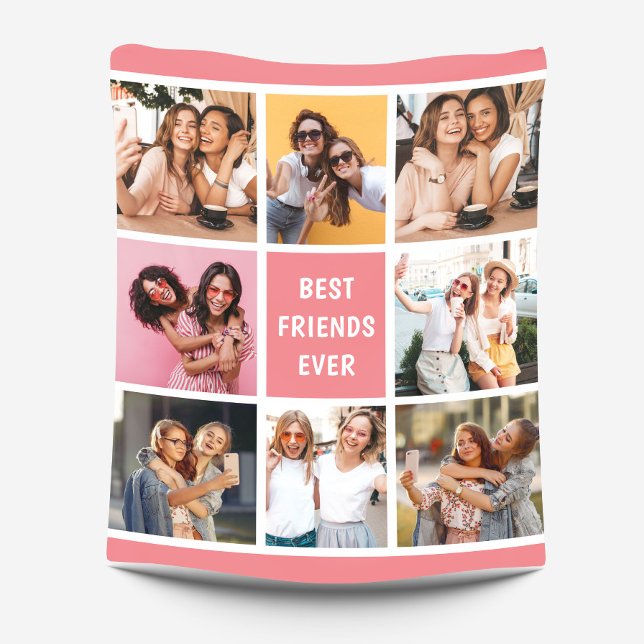 Girly 8 Photo Collage Best Friends Coral Peach Fleecefilt (Skapare uppladdad)