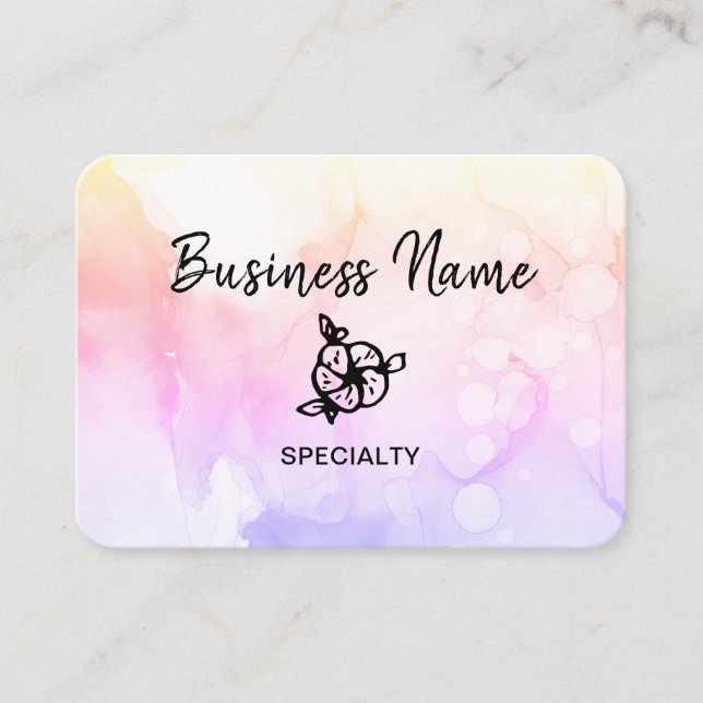*~* Girly Abstrakt Ombre Pastel Peach Logotyp QR-k Visitkort (Framsida)