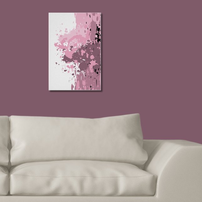 Girly Abstrakt Rosa och vit platta Poster (Girly Abstract Pink And White Paint Splatter Poster Family Living Room)