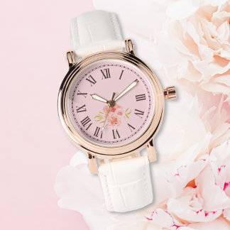 Girly Aesthetic Rosa ros Blommigt Armbandsur