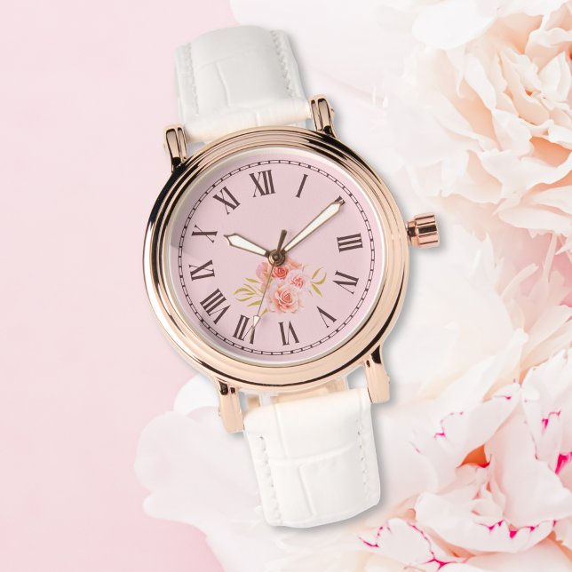 Girly Aesthetic Rosa ros Blommigt Armbandsur (Skapare uppladdad)