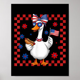 Girly American Fånig goose 4:e juli USA flagga Pa Poster