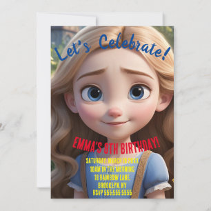 Girly Animerad Stil Födelsedagsfest Inbjudningar