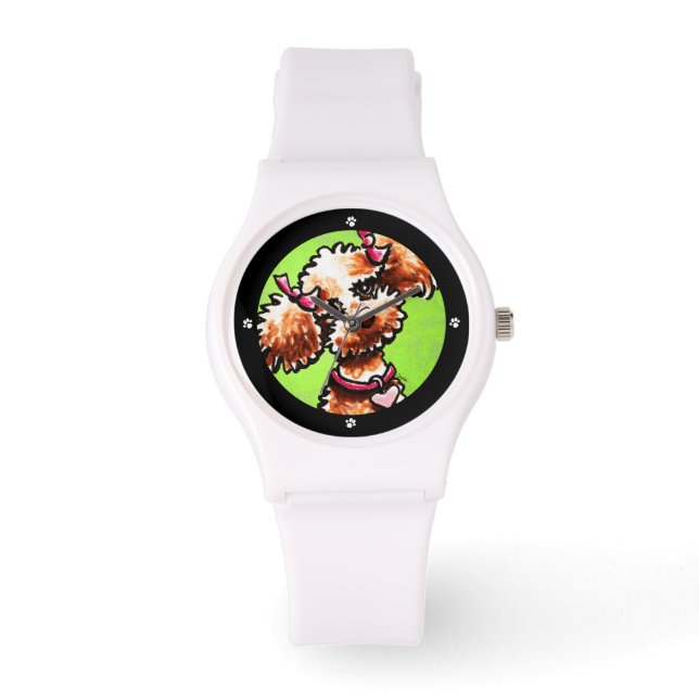 Girly Apricot Pudel off-Leash Art™ Armbandsur (Framsida)
