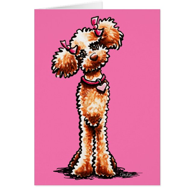 Girly Apricot Pudel off-Leash Art™ Hälsningskort (Framsidan)