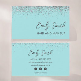 Girly Aqua Blue Teal Glitter Visitkort