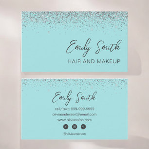 Girly Aqua Blue Teal Glitter Visitkort