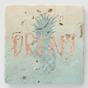 Girly Aqua Glam Tropical Pineapple Rosa Dream Stenunderlägg