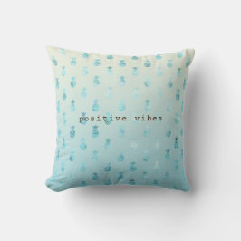 Girly Aqua Glam Tropical Pineapples Ombre Kudde