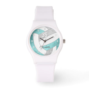 girly aqua grått personlig volleyball armbandsur