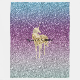 Girly Aqua Lila Mint Rosa Glitter ombre Unicorn Fleecefilt