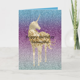 Girly Aqua Lila Mint Rosa Glitter ombre Unicorn Kort