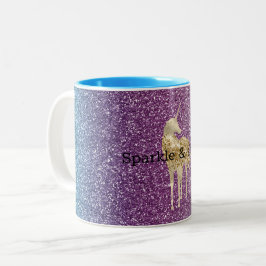 Girly Aqua Lila Mint Rosa Glitter ombre Unicorn Två-Tonad Mugg