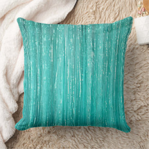 Girly Aqua Mint Glam Glitzy Tinsel Rand Kudde