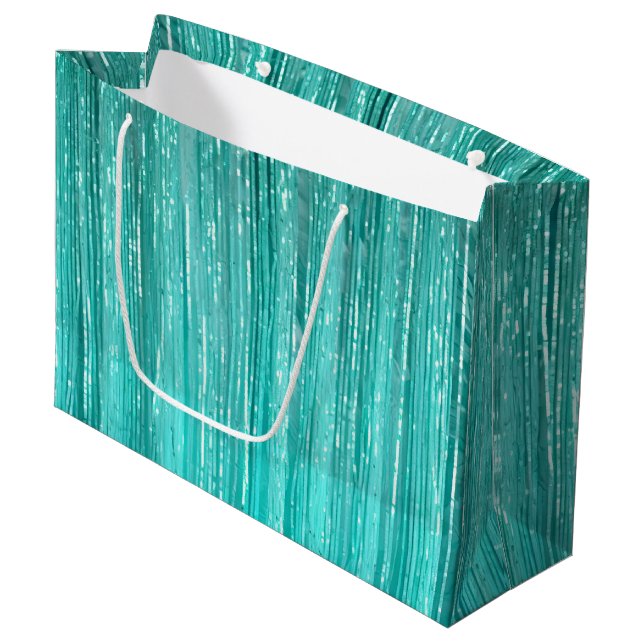 Girly Aqua Mint Glam Tinsel Rand (Framsidan Vinklad)