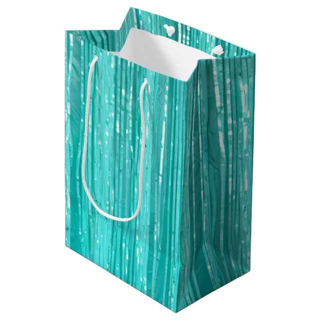 Girly Aqua Mint Glam Tinsel Stripes  (Framsidan Vinklad)