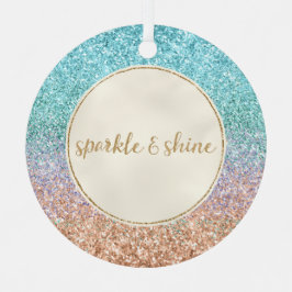Girly Aqua Peach Guld Lila Mint Sjöjungfru Glitter Julgransprydnad Keramik