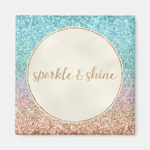 Girly Aqua Peach Guld Lila Mint Sjöjungfru Glitter Magnet