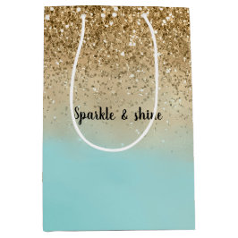 Girly Aqua Watercolor Guld Glitter