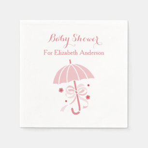 Girly Baby Shower Cute Rosa Umbrella med bog Pappersservett