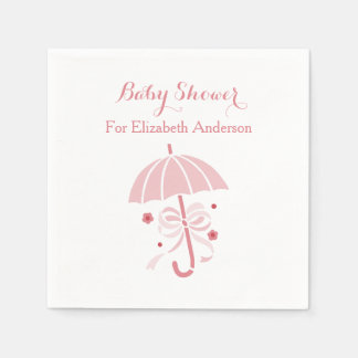 Girly Baby Shower Cute Rosa Umbrella med bog Pappersservett