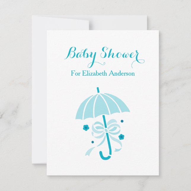Girly Baby Shower Cute Turcos Umbrella with Bow Inbjudningar (Framsida)