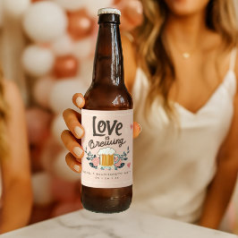 Girly Bachelorette kärlek brinner Ölflaska Etikett