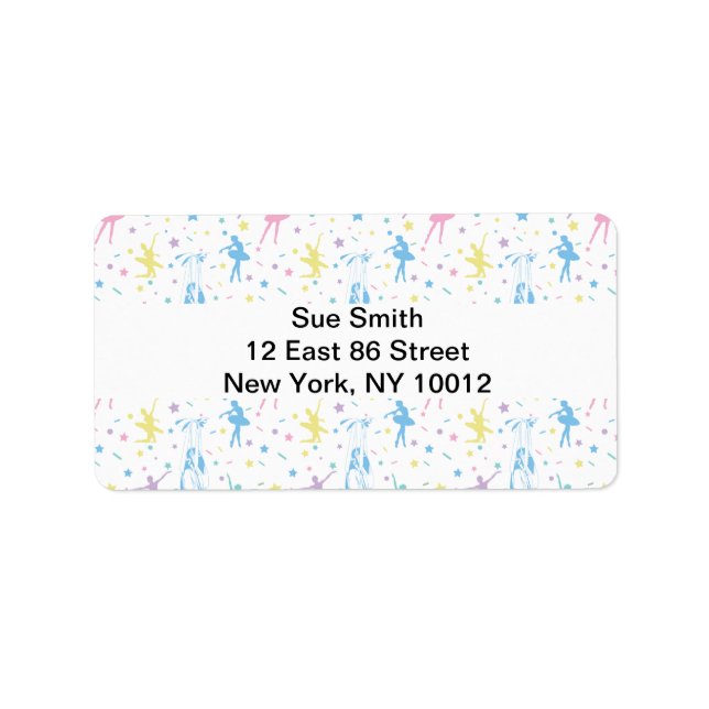 Girly Ballerina Dancer - Ballet Mönster Adressetikett (Framsidan)