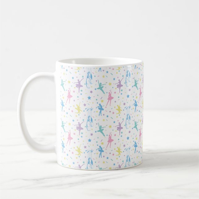 Girly Ballerina Dancer - Ballet Mönster Kaffemugg (Vänster)