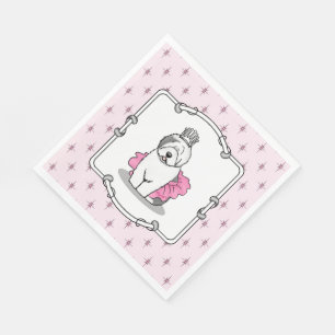 Girly Ballet Princess Old English Sheepdog Grått 1 Pappersservett
