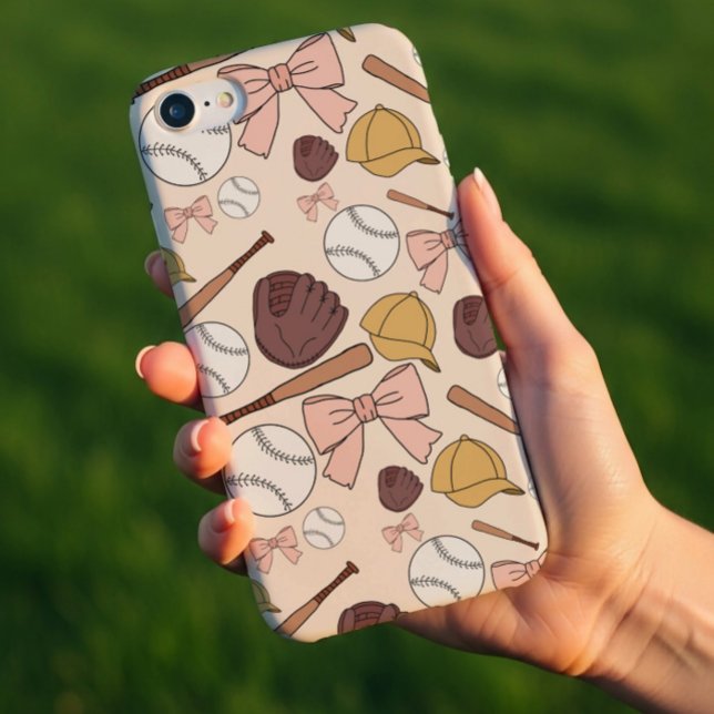 Girly Baseball Bow Pattern Phone Case (Skapare uppladdad)