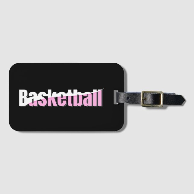 Girly Basketball Player Rosa Typography Bagagebricka (Framsida horisontal)