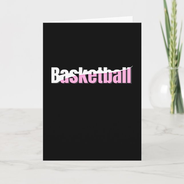 Girly Basketball Player Rosa Typography Kort (Framsida)
