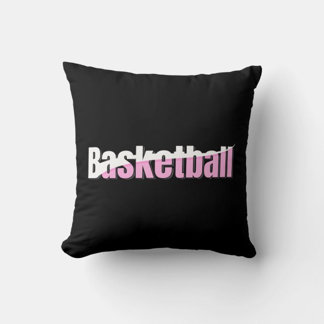 Girly Basketball Player Rosa Typography Kudde (Framsida)