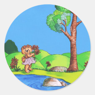 Girly Bear Runt Klistermärke