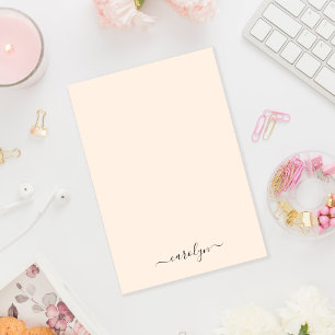 Girly Beige Monogram Modern Script Personlig Post-it Block