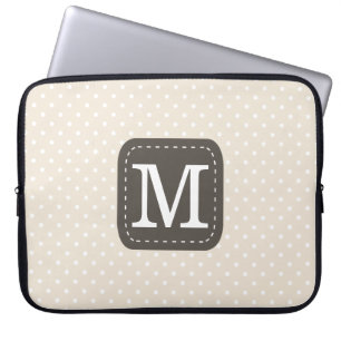 Girly Beige Polka dots Mönster Anpassningsbar Mono Laptop Sleeve