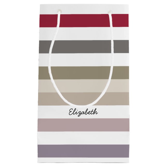 Girly Beige Red Big Vågrät Rand med Namn (Framsidan)