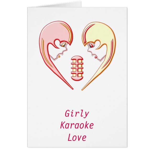 Girly BFF Karaoke Kärlek Heart Hälsningskort (Framsidan)