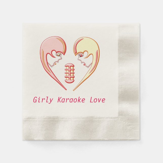 Girly BFF Karaoke Kärlek Heart Pappersservett (Framsidan)