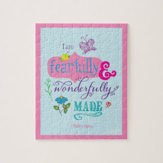 Girly Bible Verse Fearully och Wonderfull Made Pussel