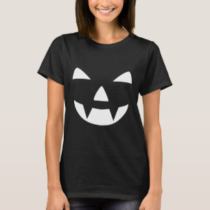 Girly Black and white Pumpkin Ansikte Halloween T Shirt