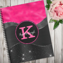 Girly Black Grått Shock rosa Vågar Glam Monogram N