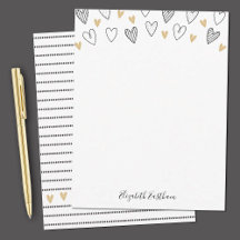Girly Black Guld Heart Feminine Script