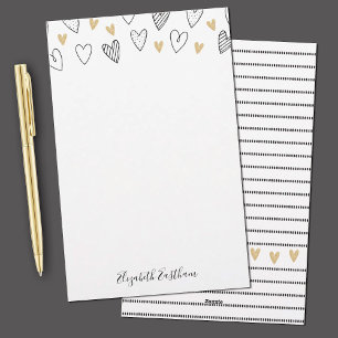 Girly Black Guld Heart Feminine-skript Brevpapper