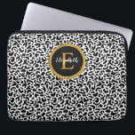 Girly Black Guld Leopard Monogram Laptop Fodral<br><div class="desc">Ett svart och vitt leopard mönster med ett monogram för guld och svart elegant dekorerar detta laptop sleeve. Anpassa den för dig själv eller för en gåva! Designad av Blackberry Boulevard.</div>