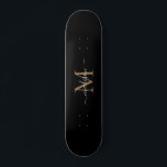 Girly Black Guld Monogram Elegant Modern  Mini Skateboard Bräda 18,5 Cm<br><div class="desc">Girly Black Guld Monogram Elegant Modern Skateboard</div>