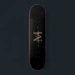 Girly Black Guld Monogram Elegant Modern  Mini Skateboard Bräda 18,5 Cm<br><div class="desc">Girly Black Guld Monogram Elegant Modern Skateboard</div>