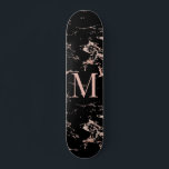 Girly Black Marble Ro Gold Foil Monogram Mini Skateboard Bräda 18,5 Cm<br><div class="desc">Girly Black Marble Ro Gold Foil Monogram Skateboard med trendig coppery ro guld/rosa på svarta marmor och ditt anpassningsbar monogram. Perfekt för ditt giriga,  lyxaktiga estetiska.</div>