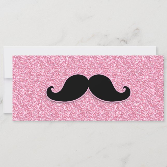 GIRLY BLACK MUSTACHE ROSA GLITTER tryckt (Framsida)